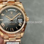 daydate black roman rose gold qf