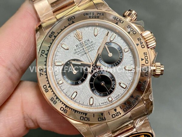 QF Factory Counterweight Rolex Daytona 116505-0014 40mm Full Rose Gold Meteorite Silver Dial