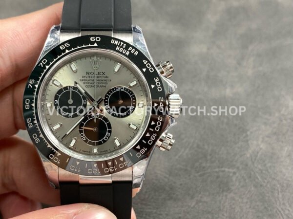 QF Factory Counterweight Rolex Daytona 116519LN-0027 40mm White Gold Oysterflex Grey Dial (5) QF Factory Daytona 116519LN white dial view
