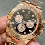 QF Factory Counterweight Rolex Daytona 126505-0002 40mm Full Rose Gold Diamond Black Dial