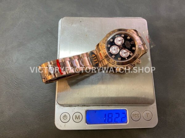 QF Factory Counterweight Rolex Daytona 126505-0002 40mm Full Rose Gold Diamond Black Dial