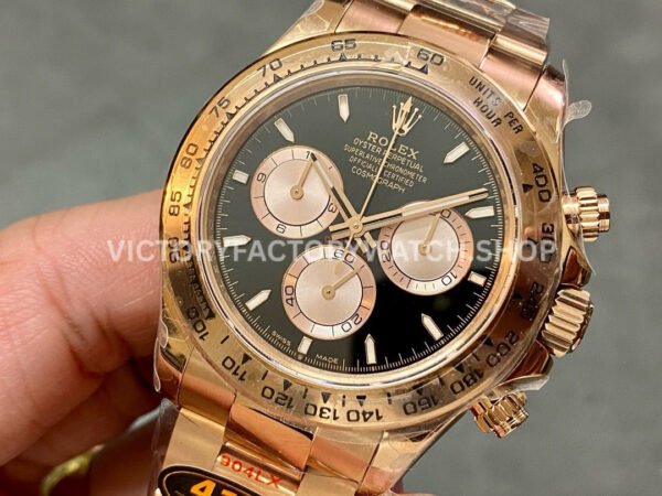 QF Factory Counterweight Rolex Daytona 126505-0004 40mm Full Rose Gold Black Dial