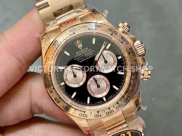 QF Factory Counterweight Rolex Daytona 126505-0004 40mm Full Rose Gold Black Dial