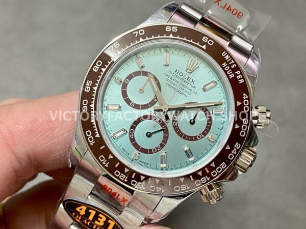 QF Factory Counterweight Rolex Daytona 126506-0002 40mm Full Platinum Baguette Diamond Sky Blue Dial (8) QF Factory Counterweight Rolex Daytona 126506-0002 40mm Full Platinum Baguette Diamond Sky Blue Dial