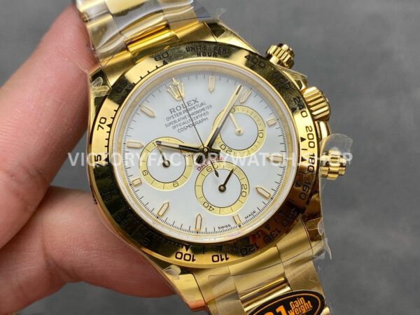 QF Factory Counterweight Rolex Daytona 126508-0001 40mm Full Yellow Gold White Dial