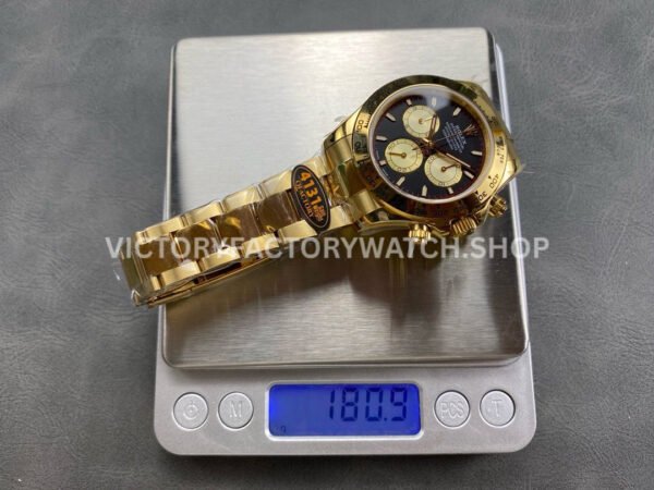 QF Factory Counterweight Rolex Daytona 126508-0002 40mm Full Yellow Gold Champagne Eye Black Dial