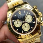 QF Factory Counterweight Rolex Daytona 126508-0002 40mm Full Yellow Gold Champagne Eye Black Dial