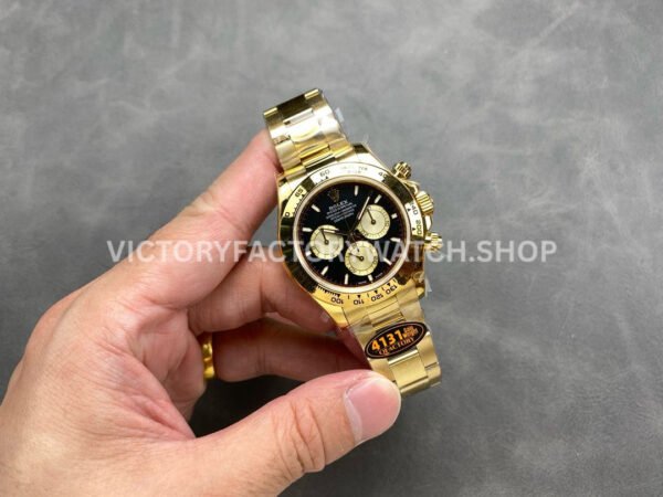 QF Factory Counterweight Rolex Daytona 126508-0002 40mm Full Yellow Gold Champagne Eye Black Dial