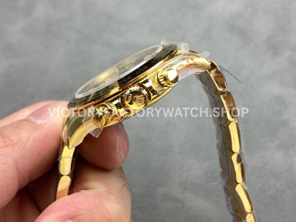 QF Factory Counterweight Rolex Daytona 126508-0002 40mm Full Yellow Gold Champagne Eye Black Dial