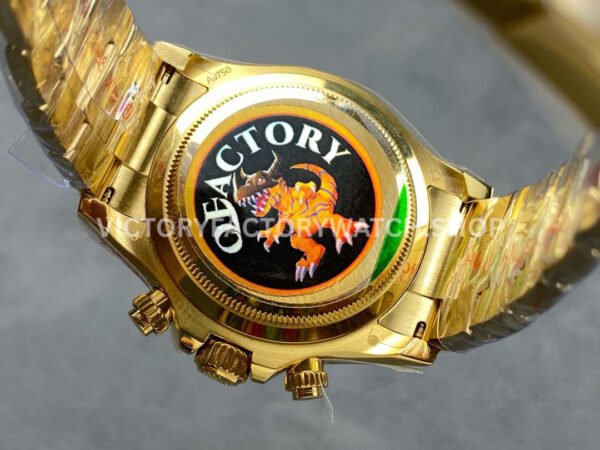 QF Factory Counterweight Rolex Daytona 126508-0002 40mm Full Yellow Gold Champagne Eye Black Dial