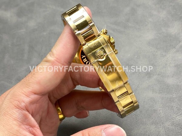 QF Factory Counterweight Rolex Daytona 126508-0002 40mm Full Yellow Gold Champagne Eye Black Dial