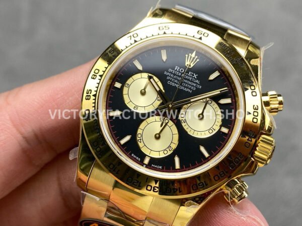 QF Factory Counterweight Rolex Daytona 126508-0002 40mm Full Yellow Gold Champagne Eye Black Dial
