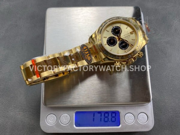 QF Factory Counterweight Rolex Daytona 126508-0006 40mm Full Yellow Gold Black Eye Champagne Dial