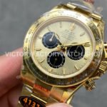 QF Factory Counterweight Rolex Daytona 126508-0006 40mm Full Yellow Gold Black Eye Champagne Dial