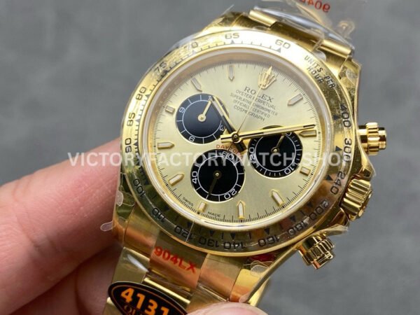 QF Factory Counterweight Rolex Daytona 126508-0006 40mm Full Yellow Gold Black Eye Champagne Dial