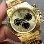 QF Factory Counterweight Rolex Daytona 126508-0006 40mm Full Yellow Gold Black Eye Champagne Dial