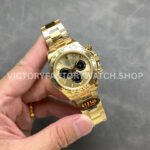 QF Factory Counterweight Rolex Daytona 126508-0006 40mm Full Yellow Gold Black Eye Champagne Dial