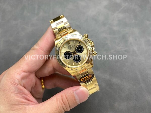 QF Factory Counterweight Rolex Daytona 126508-0006 40mm Full Yellow Gold Black Eye Champagne Dial