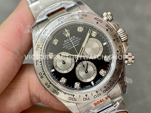 QF Factory Counterweight Rolex Daytona 126509-0002 40mm Full White Gold Diamond Black Dial