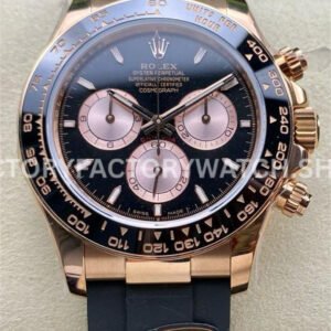 QF Factory Counterweight Rolex Daytona 126515LN-0002 40mm Rose Gold Oysterflex Black Dial (8) QF Factory Daytona 126515LN luxury super clone
