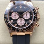 QF Factory Counterweight Rolex Daytona 126515LN-0004 40mm Rose Gold Oysterflex Diamond Black Dial (3) QF Factory Daytona 126515LN luxury replica watch