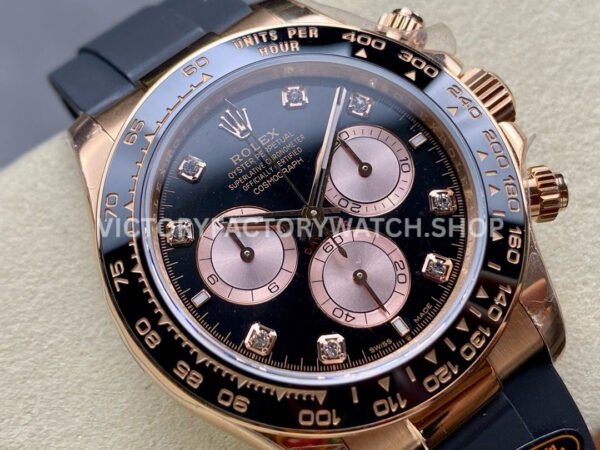 QF Factory Counterweight Rolex Daytona 126515LN-0004 40mm Rose Gold Oysterflex Diamond Black Dial (4) QF Factory Counterweight Rolex Daytona 126515LN-0004 40mm Rose Gold Oysterflex Diamond Black Dial