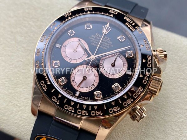 QF Factory Counterweight Rolex Daytona 126515LN-0004 40mm Rose Gold Oysterflex Diamond Black Dial (7) QF Factory Counterweight Rolex Daytona 126515LN-0004 40mm Rose Gold Oysterflex Diamond Black Dial
