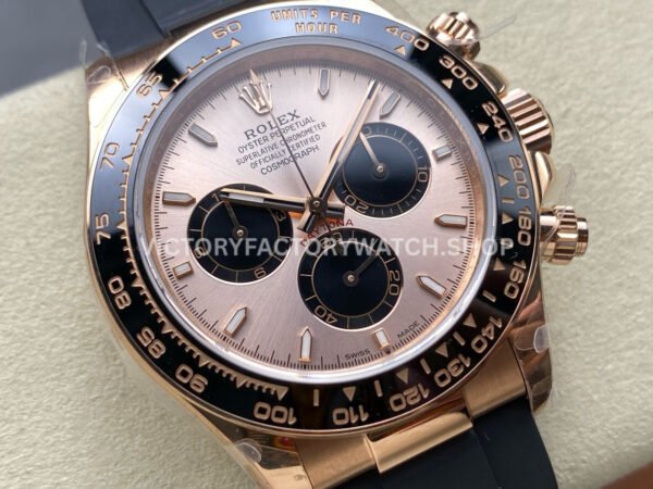 QF Factory Counterweight Rolex Daytona 126515LN-0006 40mm Rose Gold Oysterflex Pink Dial (2) QF Factory Counterweight Rolex Daytona 126515LN-0006 40mm Rose Gold Oysterflex Pink Dial