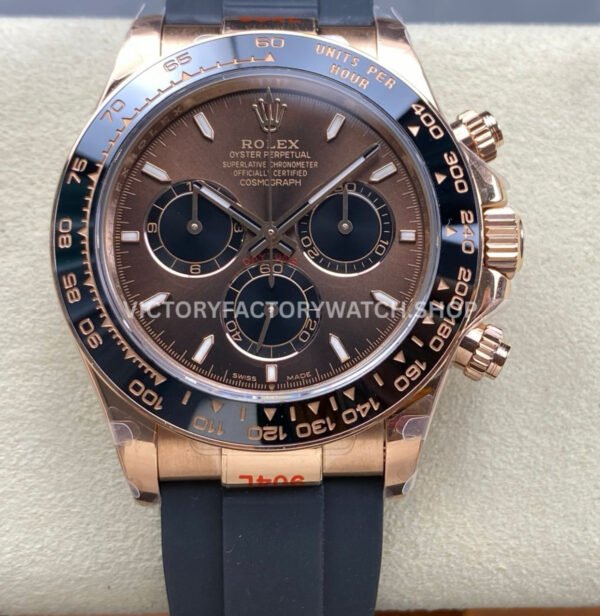 QF Factory Counterweight Rolex Daytona 126515LN-0010 40mm Rose Gold Oysterflex Chocolate Brown Dial QF Factory Rolex Daytona 126515LN Oysterflex detail