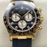 QF Factory Counterweight Rolex Daytona 126518LN-0006 40mm Yellow Gold Oysterflex Diamond Black Dial (7) QF Factory Daytona 126518LN luxury replica