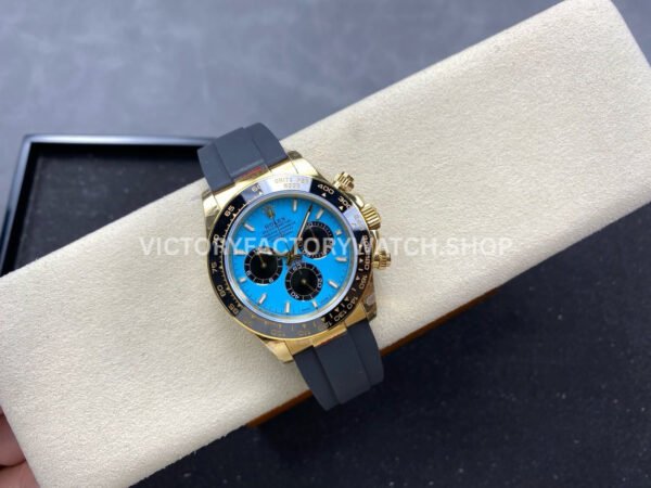 QF Factory Counterweight Rolex Daytona 126518LN-0014 40mm Yellow Gold Oysterflex Turquoise Blue Di (3) QF Factory Counterweight Rolex Daytona 126518LN-0014 40mm Yellow Gold Oysterflex Turquoise Blue Dial