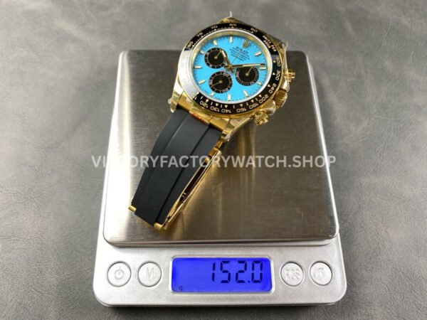 QF Factory Counterweight Rolex Daytona 126518LN-0014 40mm Yellow Gold Oysterflex Turquoise Blue Di (4) QF Factory Counterweight Rolex Daytona 126518LN-0014 40mm Yellow Gold Oysterflex Turquoise Blue Dial