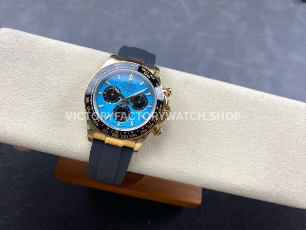 QF Factory Counterweight Rolex Daytona 126518LN-0014 40mm Yellow Gold Oysterflex Turquoise Blue Di (7) QF Factory Counterweight Rolex Daytona 126518LN-0014 40mm Yellow Gold Oysterflex Turquoise Blue Dial