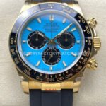 QF Factory Counterweight Rolex Daytona 126518LN-0014 40mm Yellow Gold Oysterflex Turquoise Blue Di (9) QF Daytona 126518LN counterweight replica watch