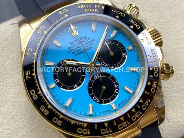 QF Factory Counterweight Rolex Daytona 126518LN-0014 40mm Yellow Gold Oysterflex Turquoise Blue Dial (1) QF Factory Counterweight Rolex Daytona 126518LN-0014 40mm Yellow Gold Oysterflex Turquoise Blue Dial