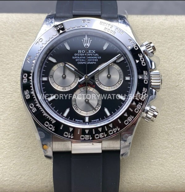 QF Factory Counterweight Rolex Daytona 126519LN-0002 40mm White Gold Oysterflex Black Dial (11) QF Factory Rolex Daytona 126519LN black dial replica
