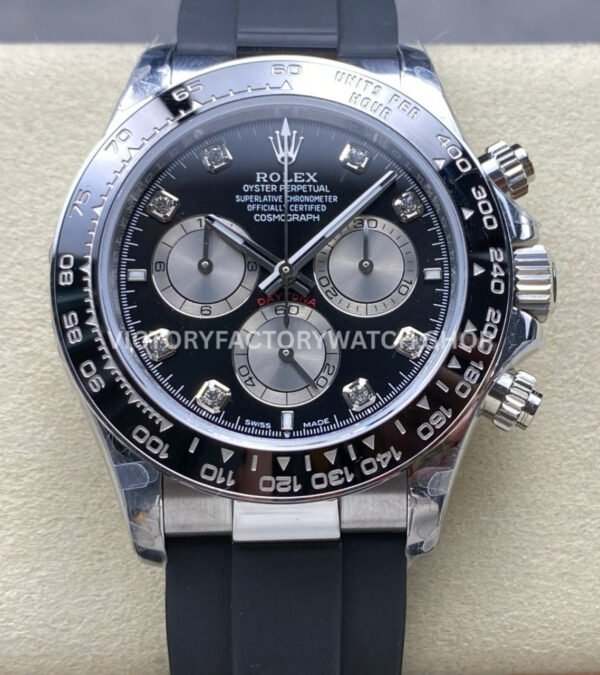 QF Factory Counterweight Rolex Daytona 126519LN-0004 40mm White Gold Oysterflex Diamond Black Dial ( (7) Rolex Daytona 126519LN QF Factory super clone 40mm