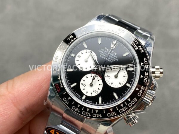 QF Factory Counterweight Rolex Daytona 126529LN 40mm Full White Gold White Eye Black Dial (1) QF Factory Counterweight Rolex Daytona 126529LN 40mm Full White Gold White Eye Black Dial