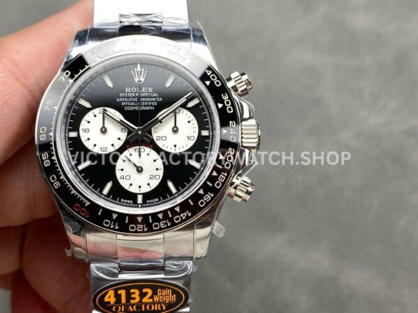 QF Factory Counterweight Rolex Daytona 126529LN 40mm Full White Gold White Eye Black Dial (4) QF Daytona 126529LN case finishing detail