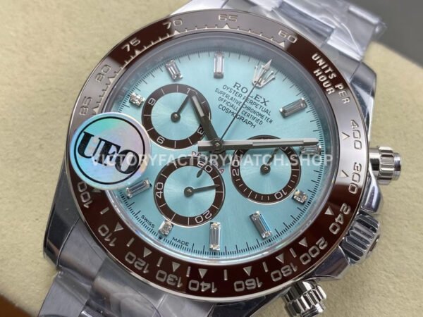UFO Factory Counterweight Rolex Daytona 126506-0002 40mm Full Platinum Ice Blue Diamond Baguette Dial