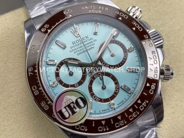 UFO Factory Counterweight Rolex Daytona 126506-0002 40mm Full Platinum Ice Blue Diamond Baguette Dial