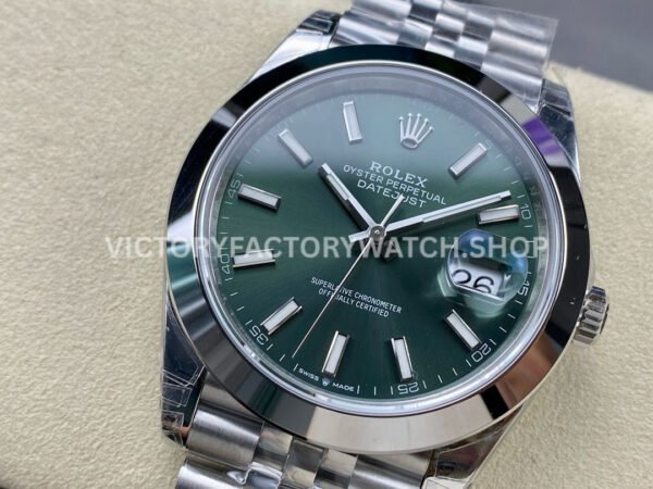 VS Factory Counterweight Rolex Datejust 126300-0020 41mm Smooth Bezel Full 904L Mint Green Dial Jubilee