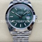 VS Factory Counterweight Rolex Datejust 126300-0020 41mm Smooth Bezel Mint Green Dial Replica Watch