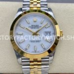 VS Factory Rolex Datejust 126303-0016 41mm Yellow Gold Smooth Bezel Half Yellow Gold White Replica Watch