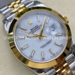 VS Factory Counterweight Rolex Datejust 126303-0016 41mm Yellow Gold Smooth Bezel Half Yellow Gold White Dial Jubilee