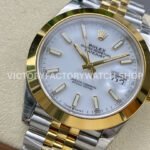 VS Factory Counterweight Rolex Datejust 126303-0016 41mm Yellow Gold Smooth Bezel Half Yellow Gold White Dial Jubilee