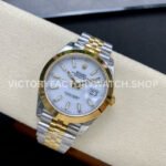 VS Factory Counterweight Rolex Datejust 126303-0016 41mm Yellow Gold Smooth Bezel Half Yellow Gold White Dial Jubilee