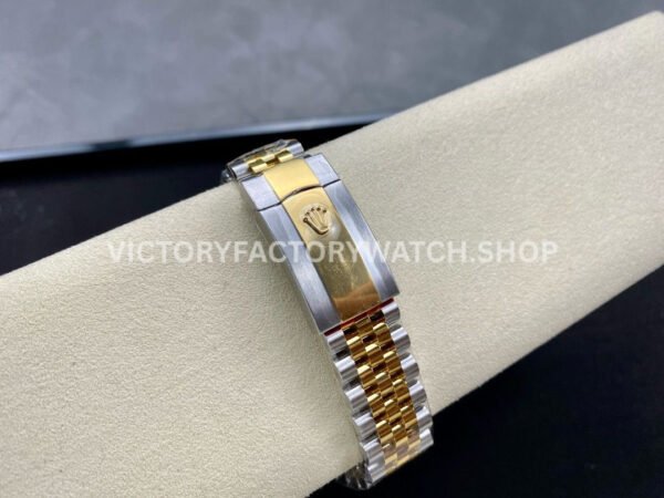 VS Factory Counterweight Rolex Datejust 126303-0016 41mm Yellow Gold Smooth Bezel Half Yellow Gold White Dial Jubilee