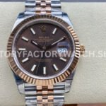 VS Factory Counterweight Rolex Datejust 126331-0002 41mm Half Rose Gold Brown Dial Jubilee (5) 126331 brown dial rose gold datejust vs replica