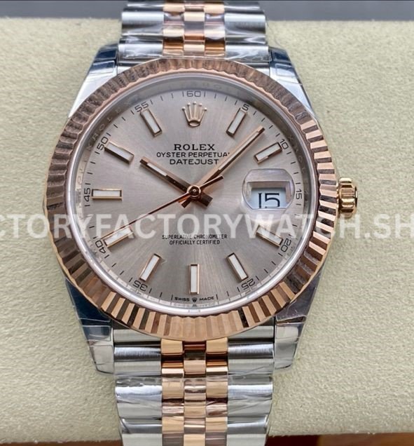 VS Factory Counterweight Rolex Datejust 126331-0010 41mm Half Rose Gold Pink Dial Jubilee (4) VS Factory Rolex Datejust 126331-0010 41mm Rose Pink Dial Jubilee Replica Watch